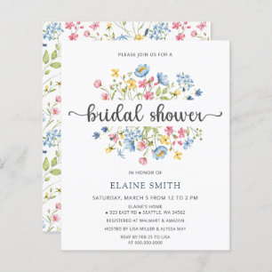 Budget Wildflowers Floral Bridal Shower Invitation