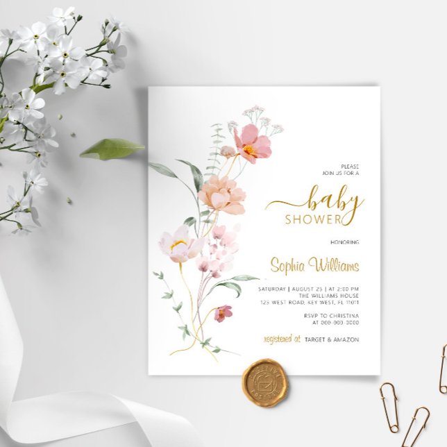 Budget Wildflowers Gentle Baby Shower Invitation (Creator Uploaded)
