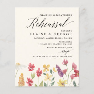 Budget Wildflowers Rehearsal Dinner Invitations