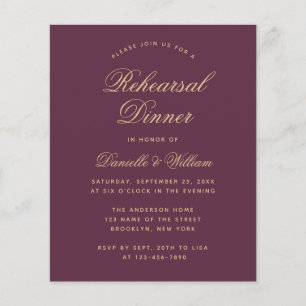 Budget Wine Colour Rehearsal Dinner Invitation