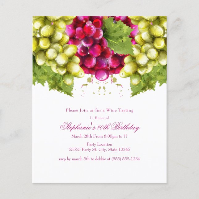 Budget Wine Tasting Birthday Party Invitations (Front)