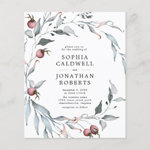 Budget Winter Berries QR Code Wedding Invitation