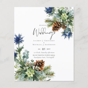 BUDGET  Winter Blue Thistle Wedding Flyer
