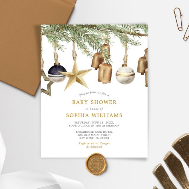 Budget Winter Christmas Baby Shower Invitation (Creator Uploaded)