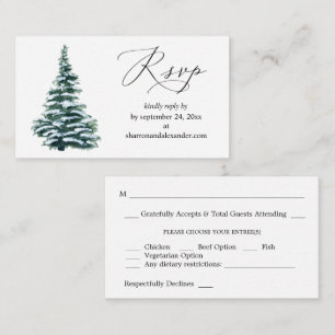 Budget Winter Christmas Tree SM Meal RSVP Enclosure Card