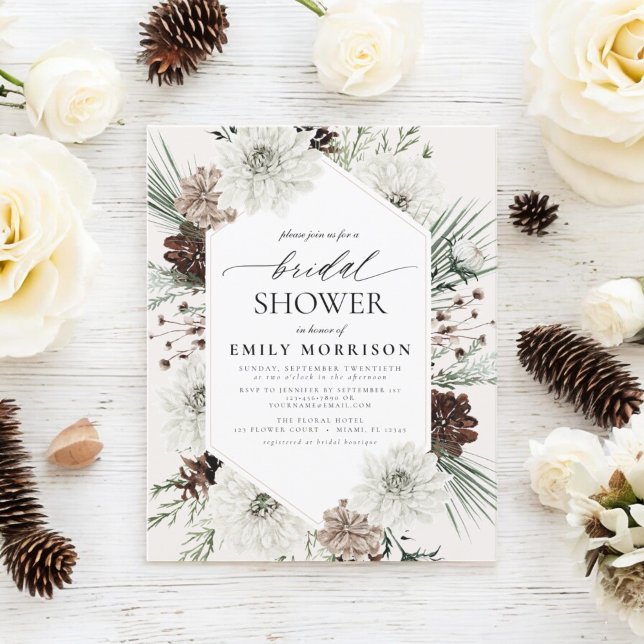 Budget Winter Evergreen Bridal shower Invitation (Creator Uploaded)