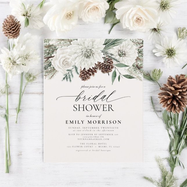 Budget Winter Evergreen Bridal shower Invitation Flyer (Creator Uploaded)