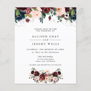 Budget Winter Floral Wedding Invitation Flyer