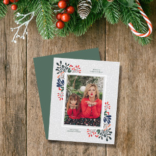 Budget Winter Flowers Snow Christmas Photo Card