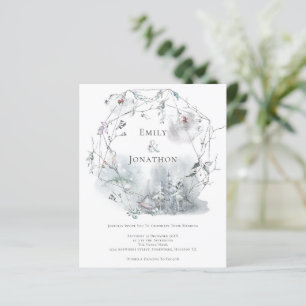 Budget Winter Foliage Berries Wedding Invitation
