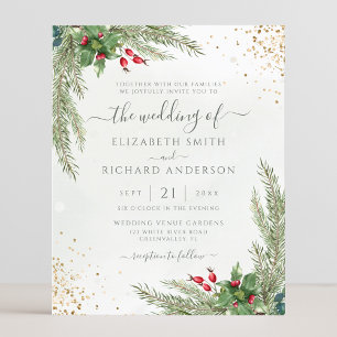Budget Winter Holiday Greenery Wedding Invitation