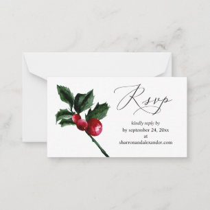 Budget Winter Holly Berry 2SM Meal RSVP Note Card