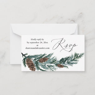 Budget Winter Pine Cone 2SM Meal RSVP Note Card