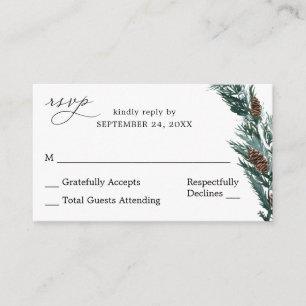 Budget Winter Pine Cone Greenery SM No Meal RSVP Enclosure Card