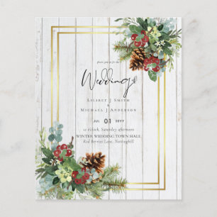 BUDGET  Winter Red Berries Pine Cones Wedding