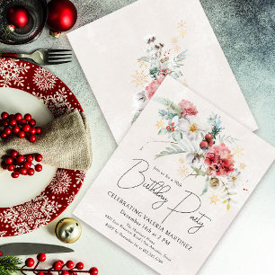 Budget Winter Watercolor Flowers 90th Birthday