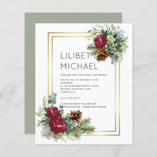 BUDGET Winter Wedding Burgundy Roses Eucalyptus