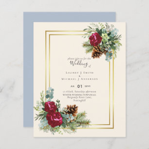 BUDGET Winter Wedding Burgundy Roses Eucalyptus