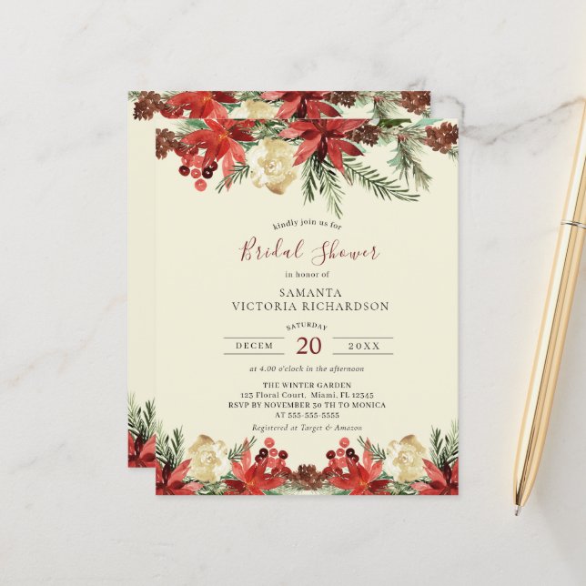 Budget Winter Wedding Christmas Bridal Shower (Front/Back In Situ)
