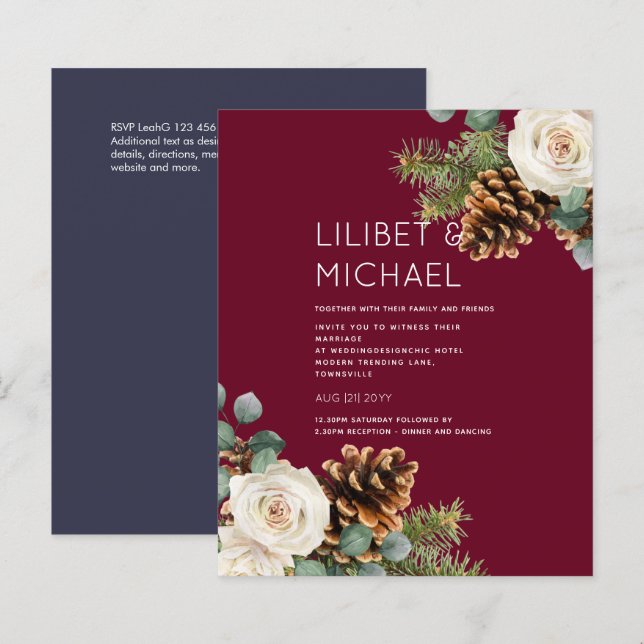 BUDGET Winter Wedding Eucalyptus Greenery Roses (Front/Back)
