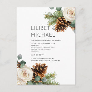 BUDGET Winter Wedding Eucalyptus Greenery Roses Postcard