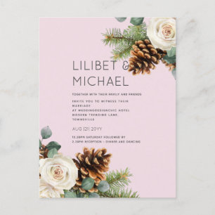 BUDGET Winter Wedding Eucalyptus Greenery Roses Postcard