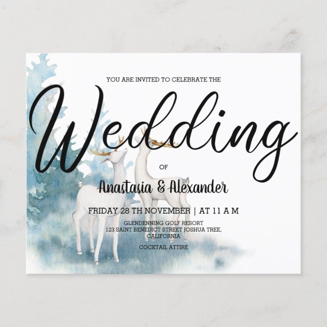 Budget Winter wedding invitation. Flyer (Front)