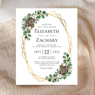 Budget Winter Wedding Watercolor Greenery Invite