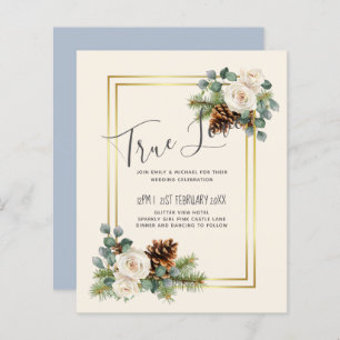 BUDGET  Winter Wedding White Roses Gold Dusty Blue