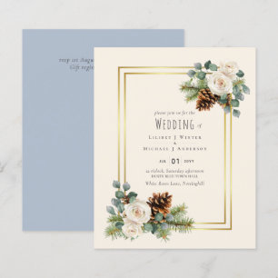 BUDGET  Winter Wedding White Roses Gold Dusty Blue