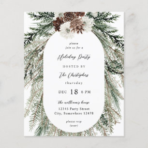 Budget Winter White Floral & Pine Tree Christmas  Flyer