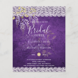 BUDGET Wisteria Floral Lace BRIDAL SHOWER INVITE Flyer