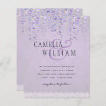 BUDGET Wisteria Purple Floral Lace Wedding INVITE