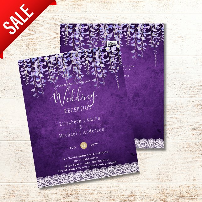 BUDGET Wisteria Purple Floral Lace Wedding INVITE (Creator Uploaded)