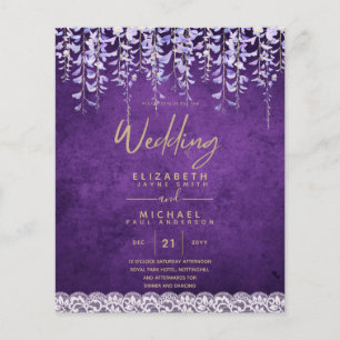 BUDGET Wisteria Purple Floral Lace Wedding INVITE Flyer