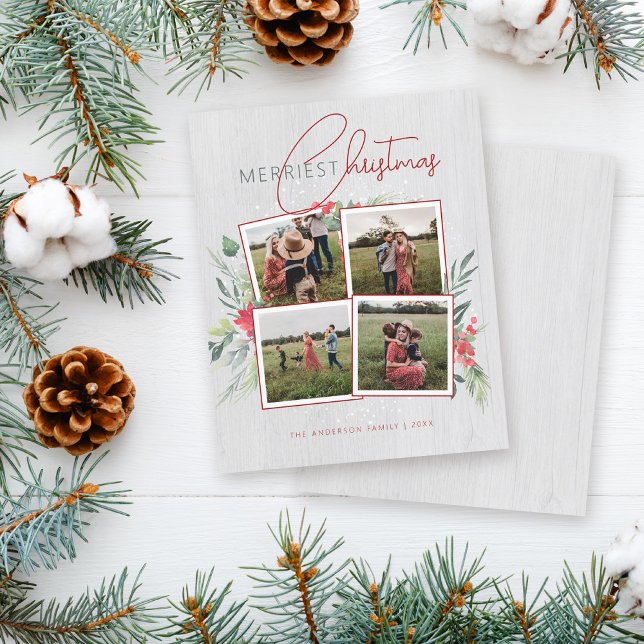 Budget Wood 4 Photo Collage Merriest Christmas (Creator Uploaded)