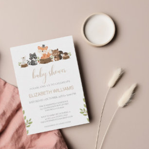 Budget Woodland Animals Gender Neutral Baby Shower Invitation