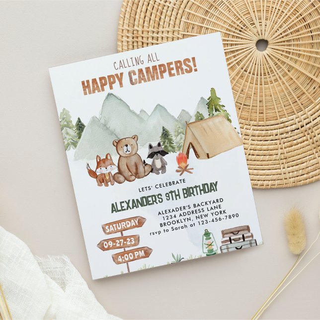 Budget Woodland Happy Camper Camping Kids Birthday (Creator Uploaded)