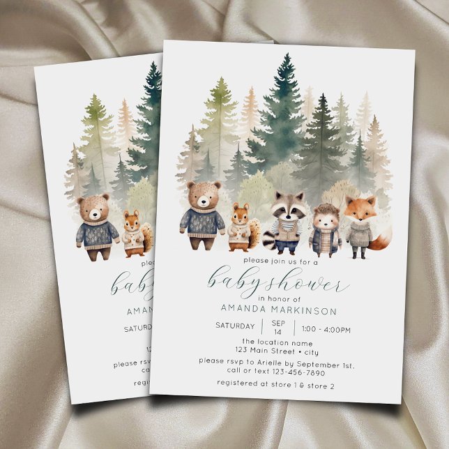 Budget Woodland Watercolor Baby Shower Invitation (Creator Uploaded)