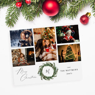 Budget Wreath Monogram 5 Photo Merry Christmas W Flyer