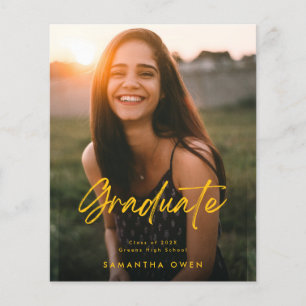 Budget Yellow Brush Graduation Announcement Photo Flyer