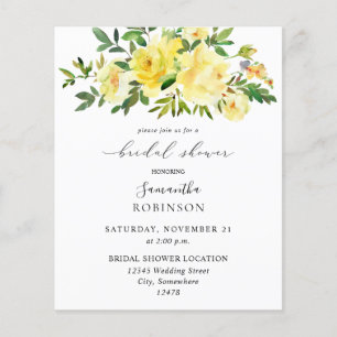 Budget Yellow Floral Bridal Shower Flyer