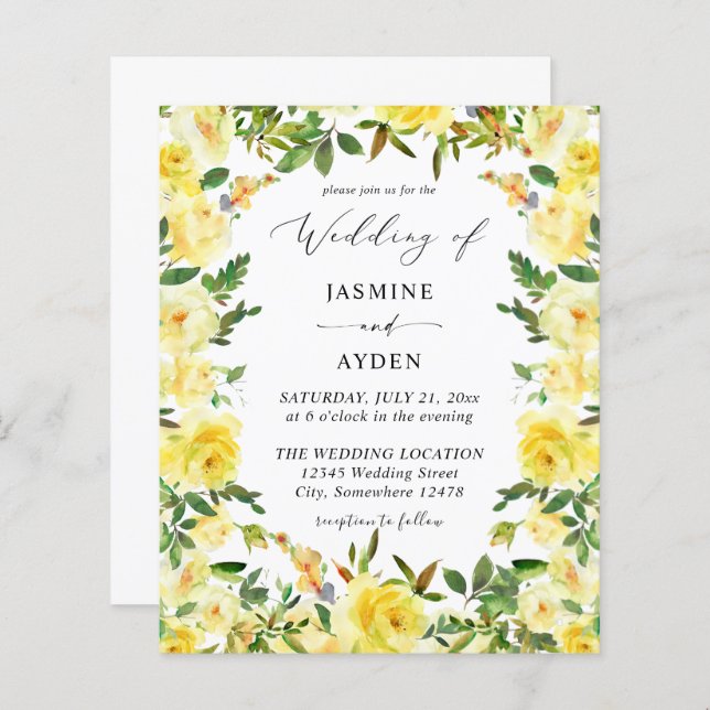 Budget Yellow Floral Wedding V2 (Front/Back)