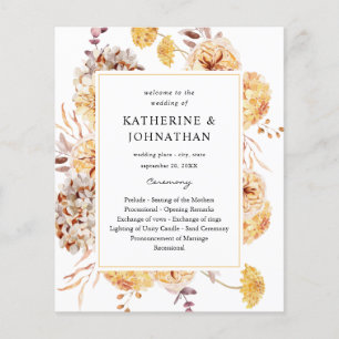 Budget Yellow Golden Floral Wedding Ceremony Flyer