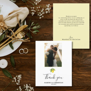 Budget Yellow Lemon Wedding Thank you Flat Card