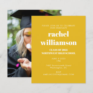 Budget Yellow Photo Graduation Party Invitation