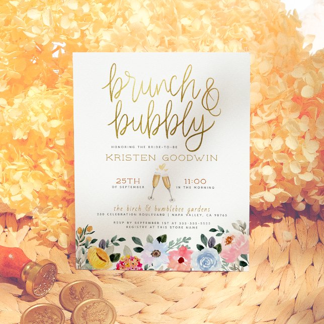 Budget Yellow Pink & Blue Floral Brunch & Bubbly (Creator Uploaded)