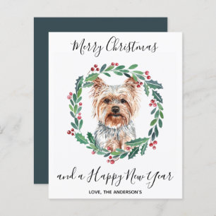 Budget Yorkshire Terrier Dog Merry Christmas Card