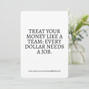 Budgeting Quote Greeting Card, Custom Wealth Quote Holiday Card
