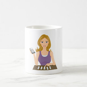 Budgeting Woman with Calculator Personal Finance Coffee Mug